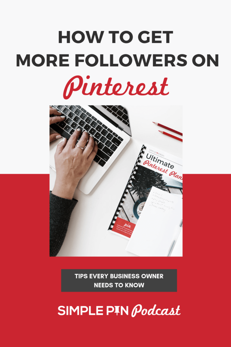 woman typing on laptop with text overlay "How to get more followers on Pinterest"