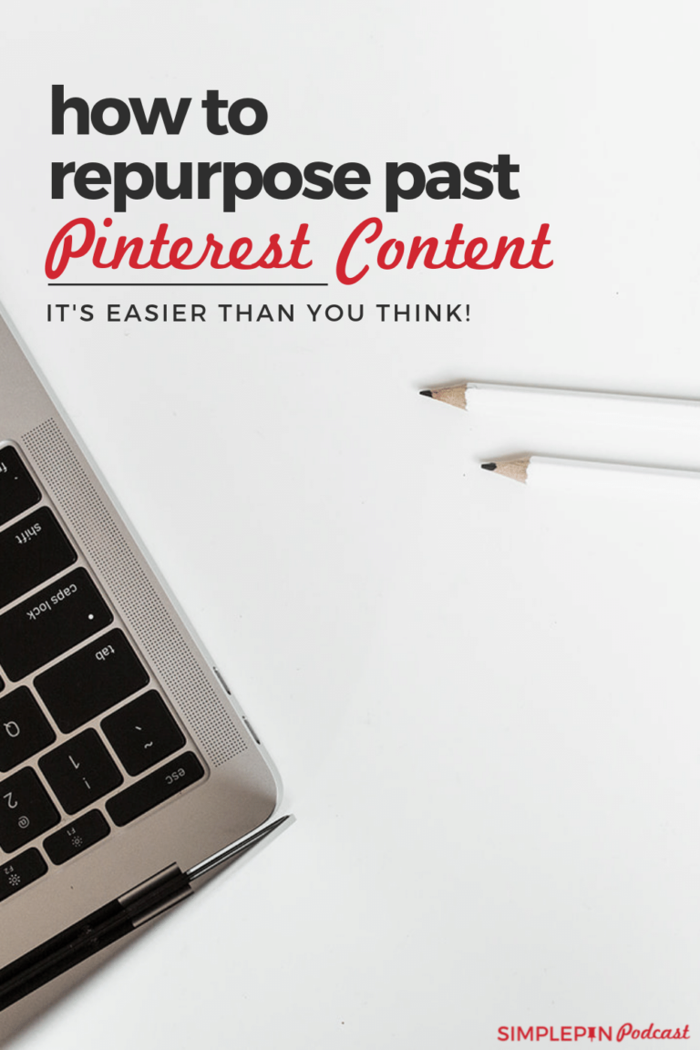 laptop on desk with text how to repurpose past Pinterest content