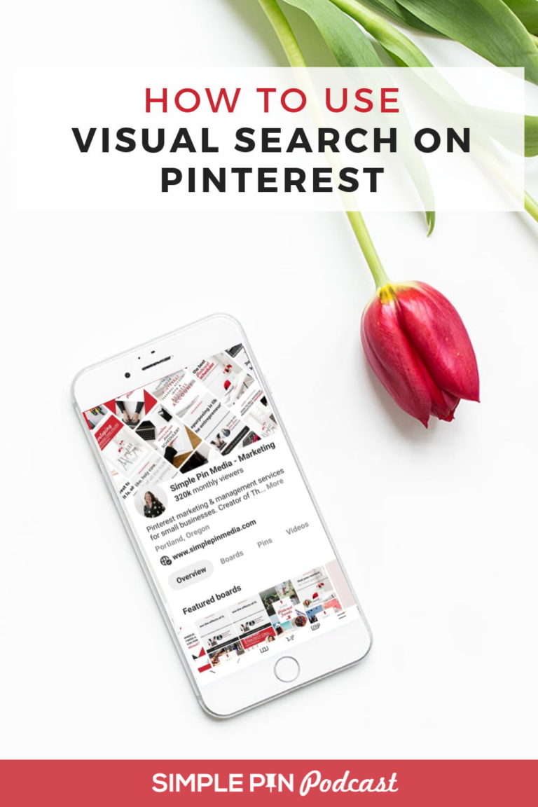 desktop with phone displaying Pinterest - text overlay "How to Use Visual Search on Pinterest".