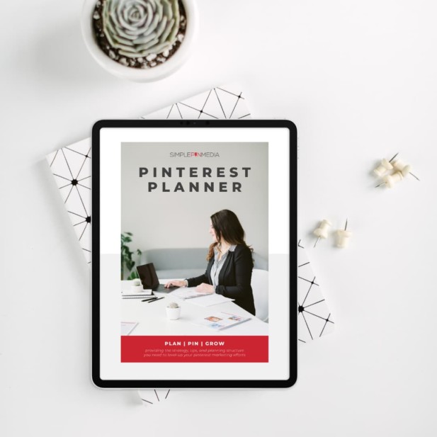 front page layout of planner on ipad - text "simple pin media pinterest planner".