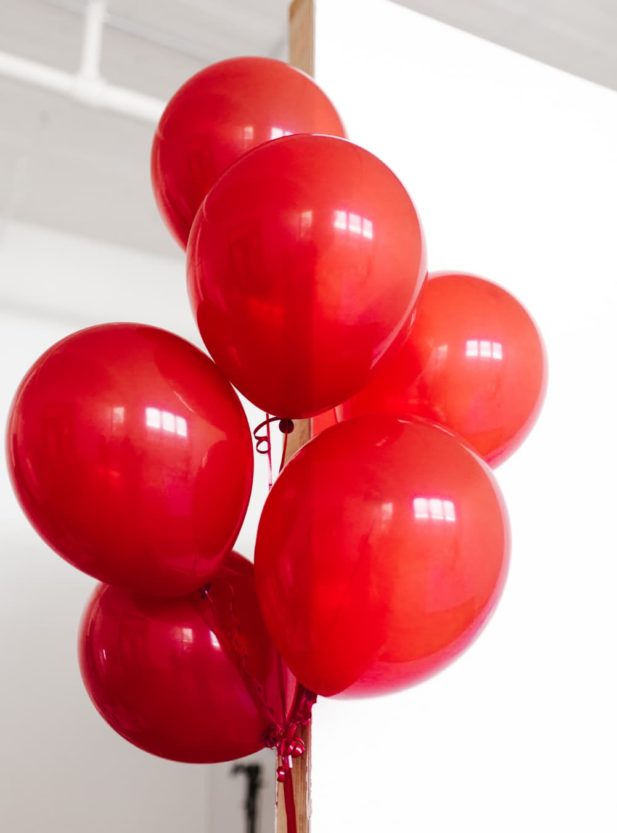 bunch of red balloons.