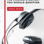 text reads: "the pinning strategy you should question - learn more" with a pair of black headphones laying on a table.