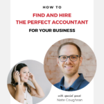 Copy reads: "How To Find and Hire The Perfect Accountant For Your Business" with two photos below showing a woman and a man.