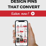 Copy reads: "How To Design Pins That Convert". An iPad sits on a granite countertop, open to the Pinterest feed.