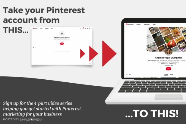 image of open laptop with screenshot of pinterest building basics email challenge.