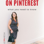 Woman with purse laughing against a wall. Copy reads: "The Blogger Shift on Pinterest: What You Need To Know".