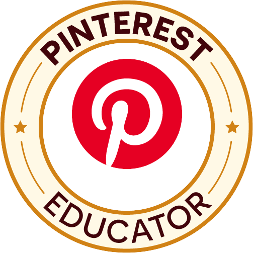 2025 Pinterest Educator badge.